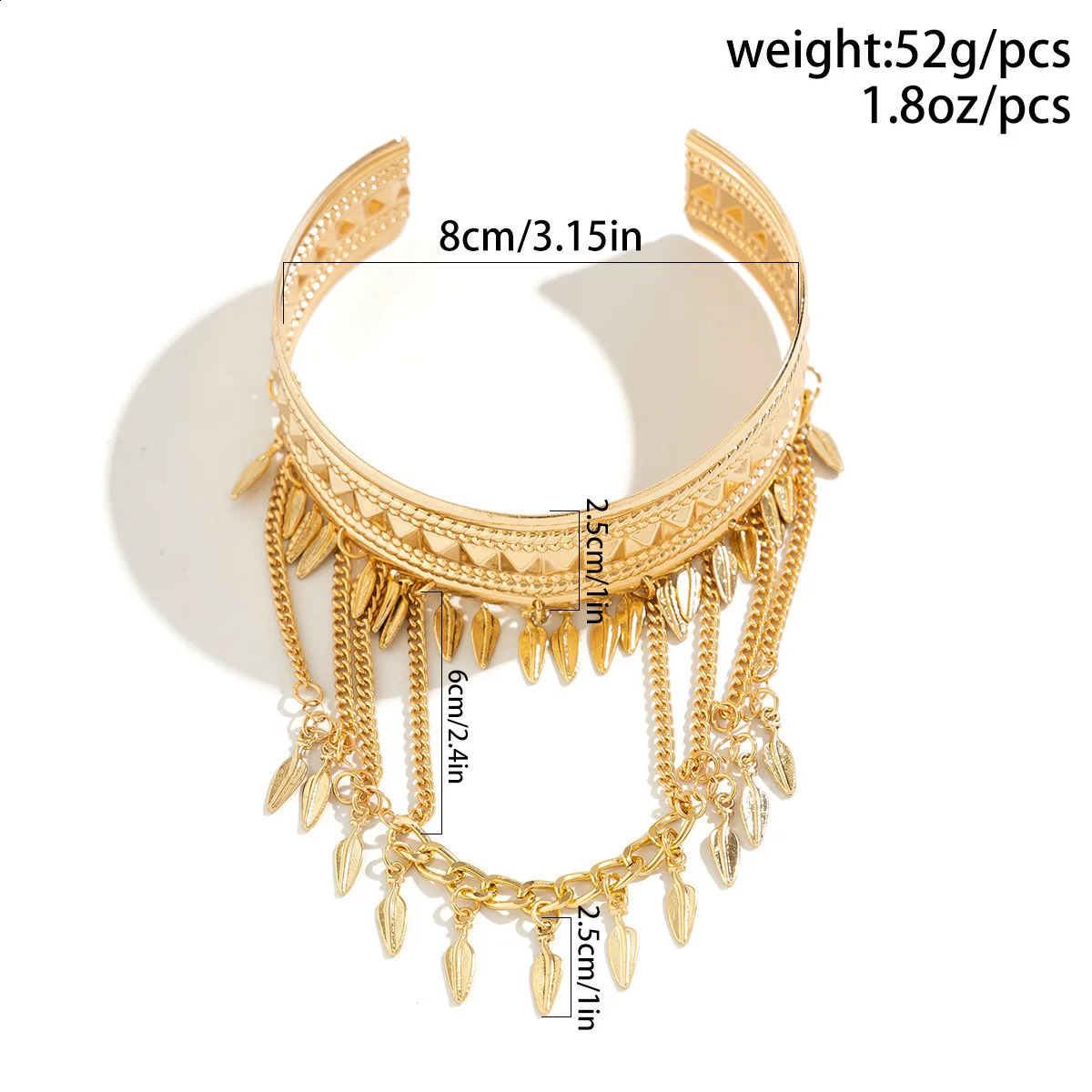 Trendy Golden Metal Coin Leaf Chain Tassel Upper Arm Bangles Cuff Bracelet Armlet Armband Men Women Jewelry Accessories 250812