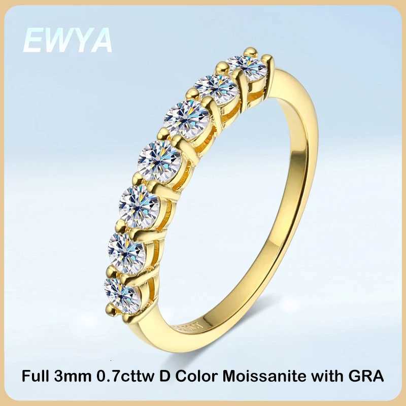 EWYA Luxury Designer 0.7ct Moissanite Rings for Women 100% 925 Sterling Silver Jewelry Engagement Bridal Wedding Band Ring Gift W250812