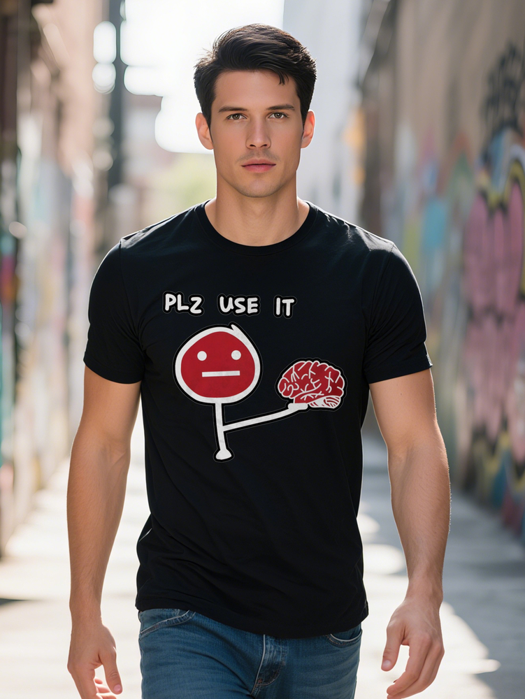 Men S Casual Versatile Neck with Cartoon Character Red Round Head Print Graphic T-Shirt