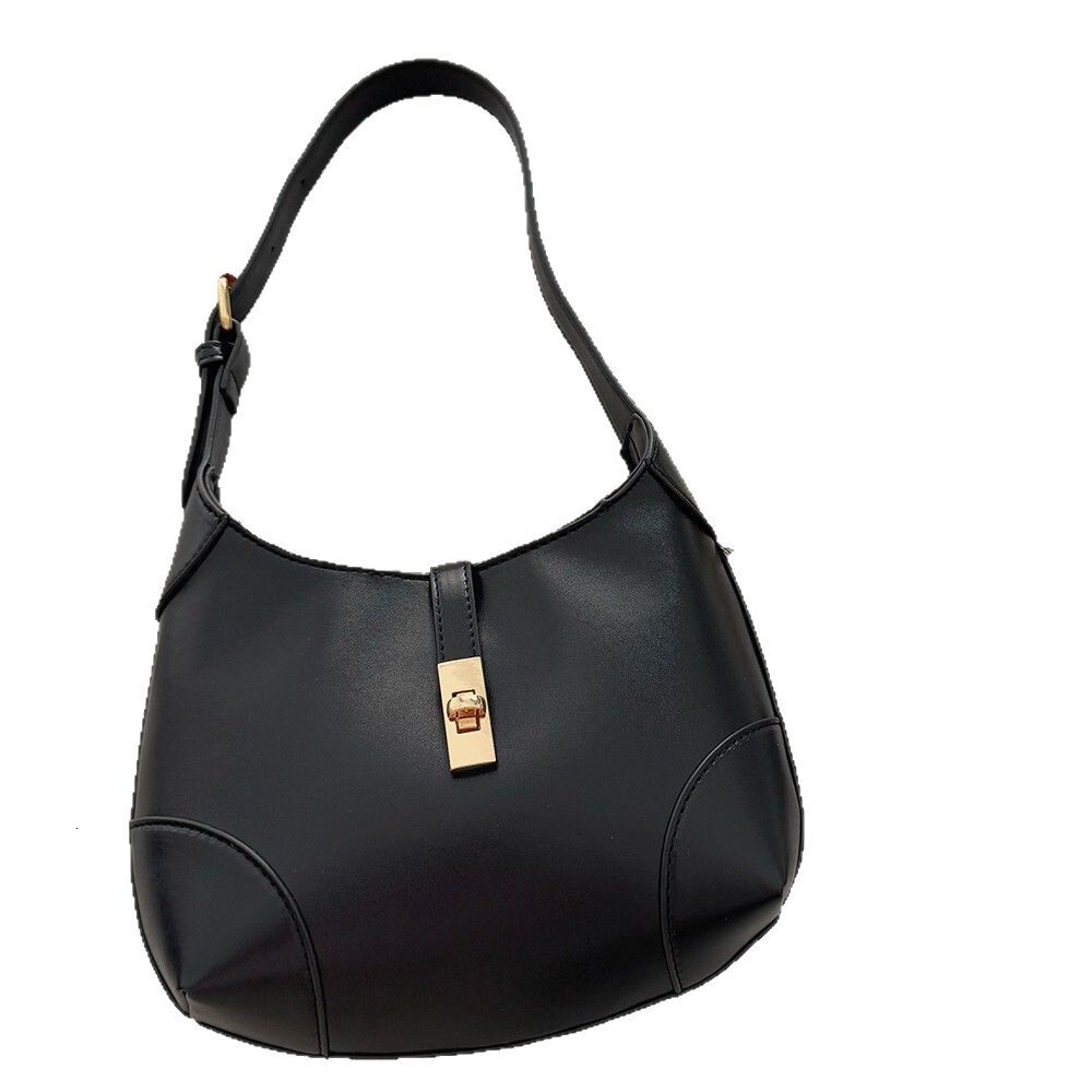 Niche Design Crescent Commuter Versatile Underarm Black Texture Handbag Color-Block Women's Bag ddmymarket