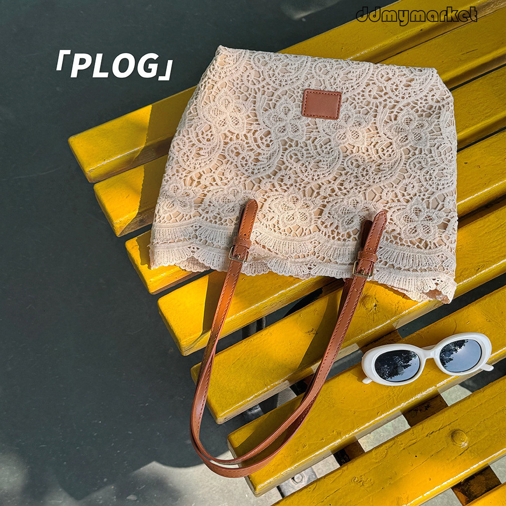 Lace Fairy Tote 2025 Large Capacity French Style Handbag Shoulder Travel Vacation Photo Beautiful Bag ddmymarket