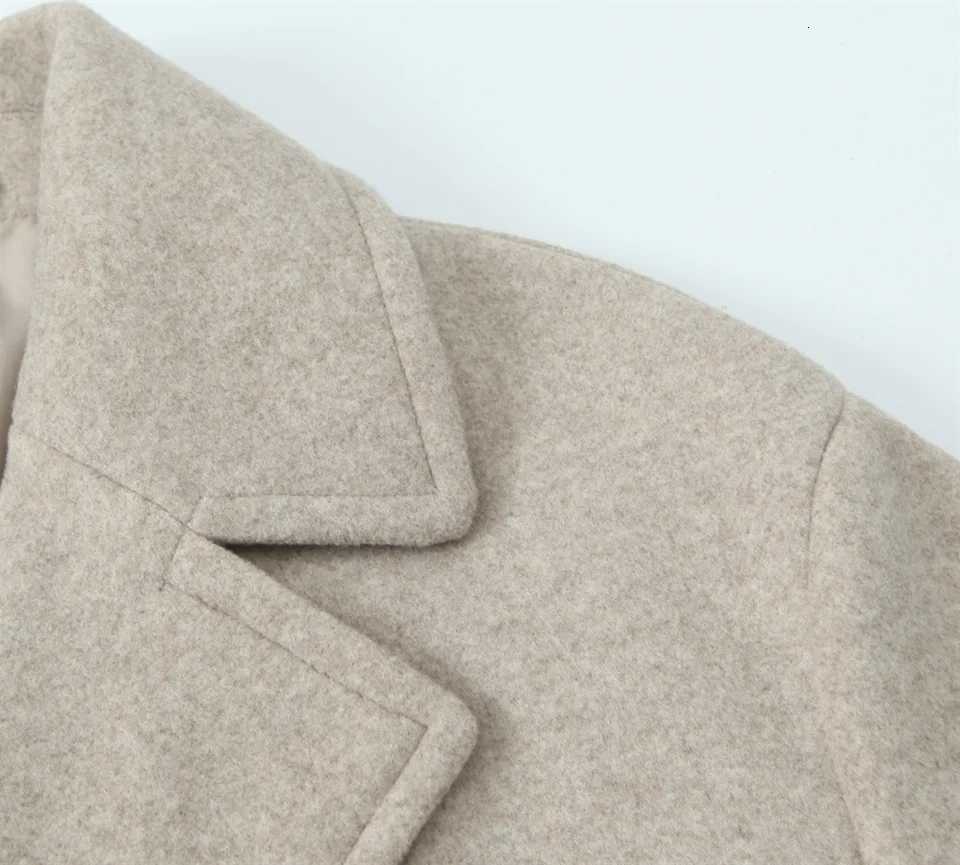 PB ZA Autumn/Winter New Womens Fashion Soft Loose Collar Long Sleeve Medium Length Woolen Coat Z250813