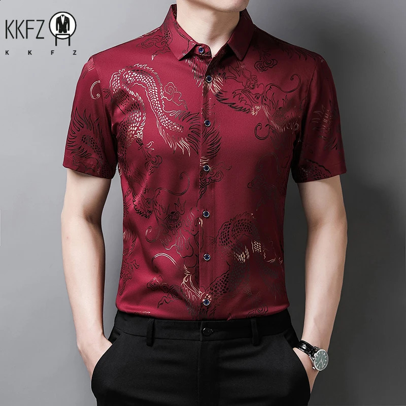 Mens Casual Printed Short Sleeved Lapel Shirt for Summer Fashion Comfort No Ironing Wrinkle Resistant Top 250808
