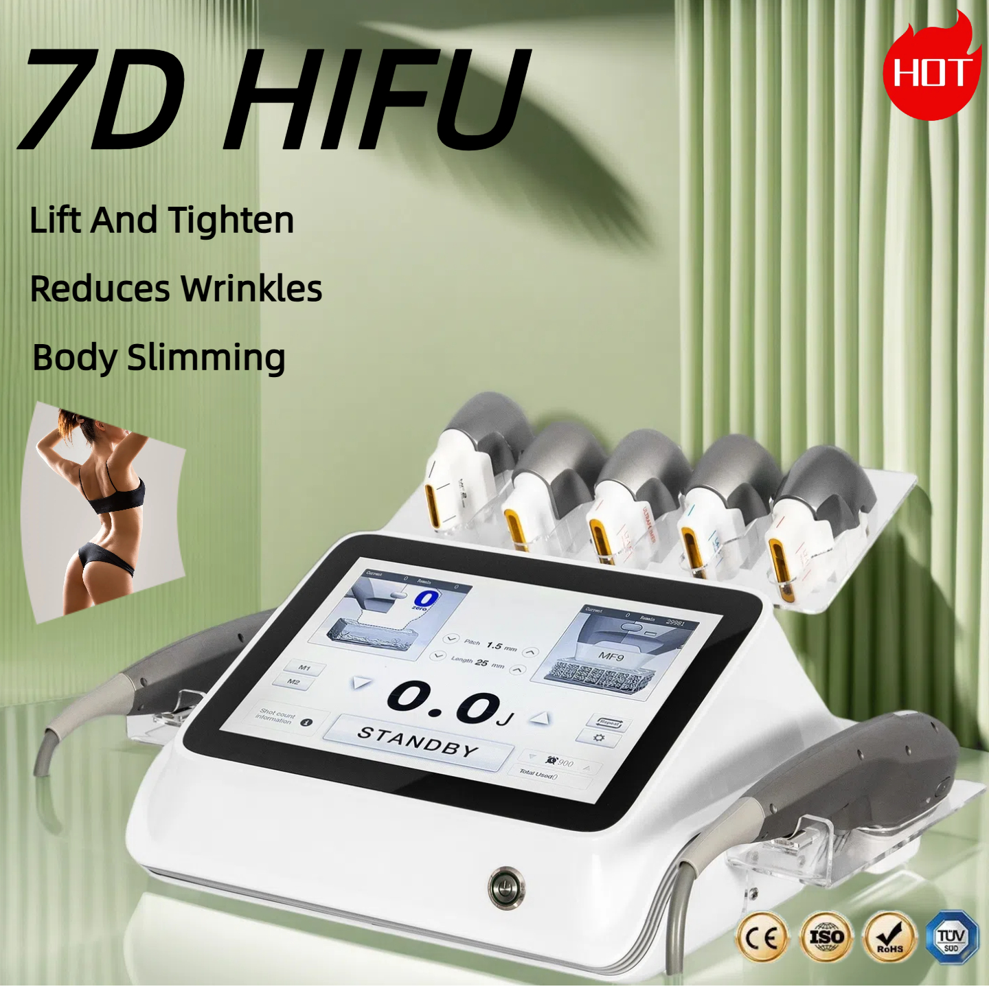 High Intensity Focused Ultrasound Device Anti Aging Face Lifting Skin Tightening Nasolabial Folds Jawline Neck Wrinkle Body Contouring