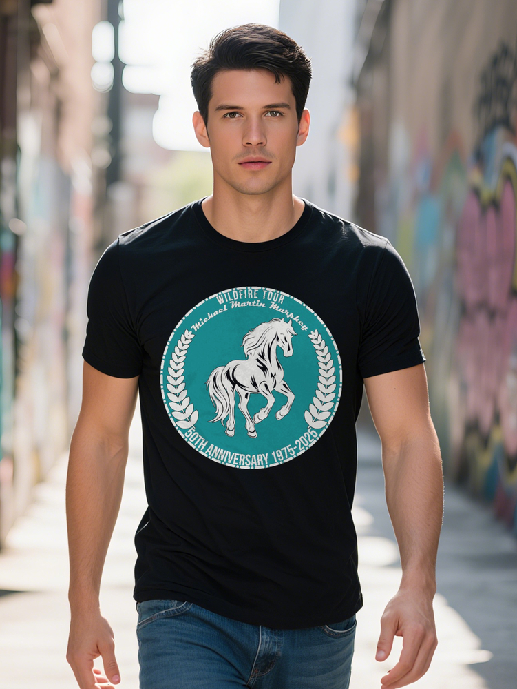 Men Casual Crew Neck T Shirt Black Print Design th Anniversary of Martin St Michael s School Horseback Riding 194c9