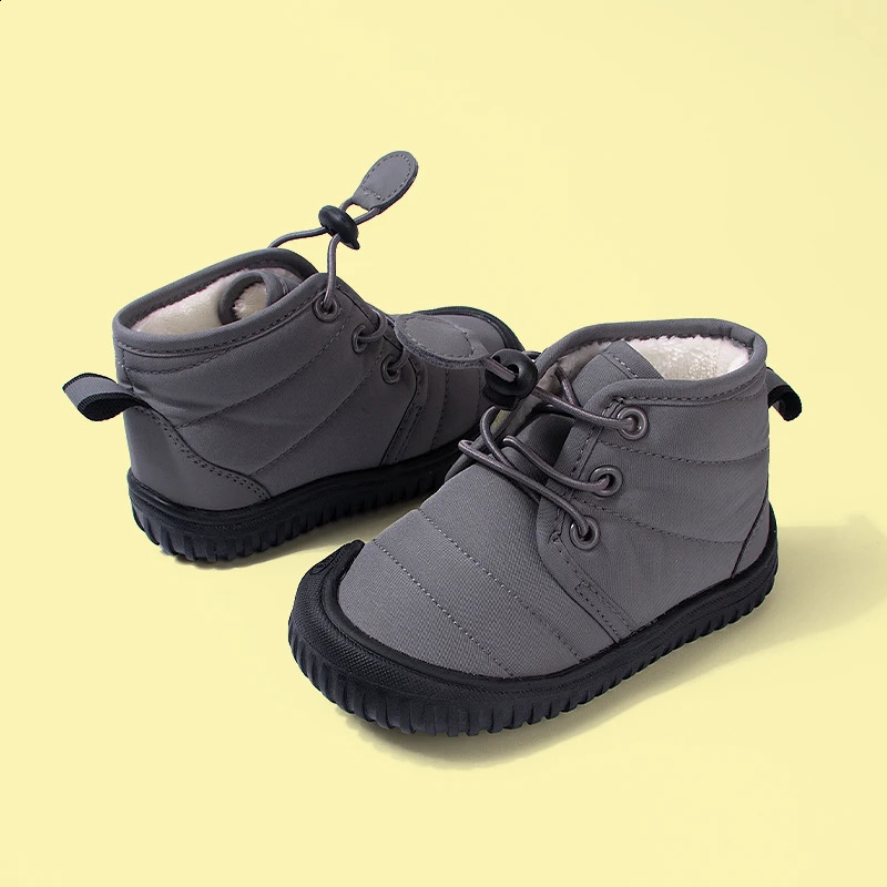 Winter Cold Adhesive Velvet Warm Childrens Boots with Casual Buckle and Strap Soft Bottom for Kids 250812