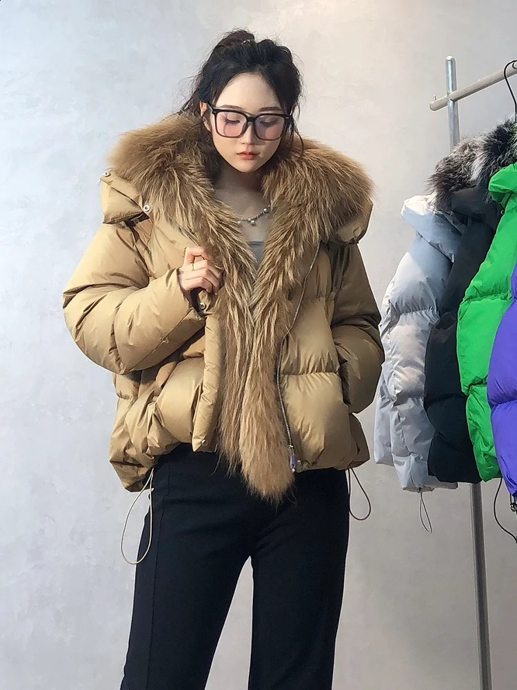 Winter Warm Women Natural Fox Fur Collar Coat Goose Down Jacket Parkas Puffer Jackets Fashion Clothing 250811