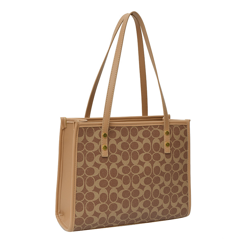 Fashion tote bags for women 2025 new autumn and winter styles simple fashionable and retro letter - printed women's single - shoulder tote bags