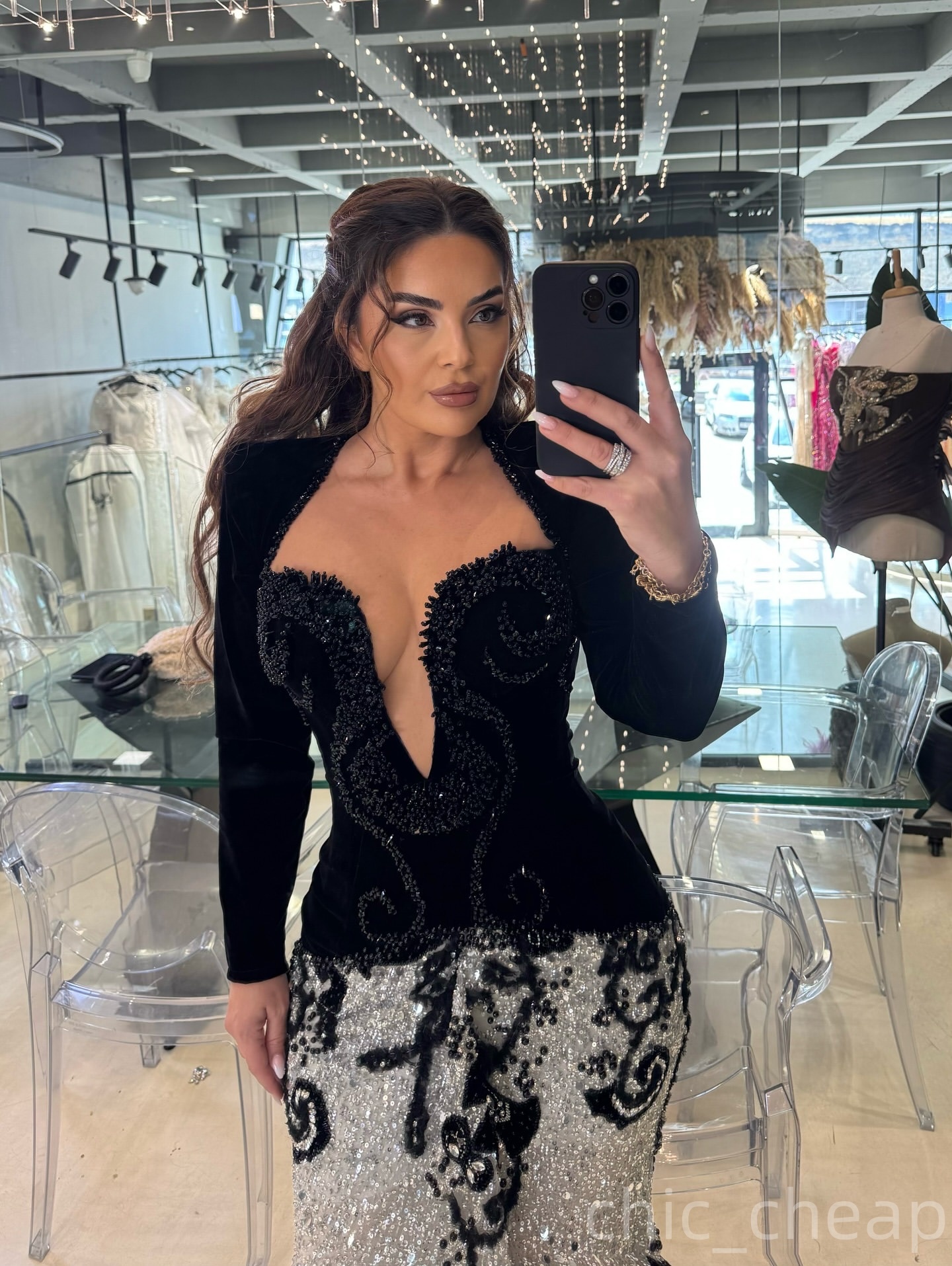 Arabic Mermaid Black Silver Evening Dresses Beaded Sequined Full Sleeves Prom Formal Party Second Birthday Engagement Gowns Plus Size Dress For Specia