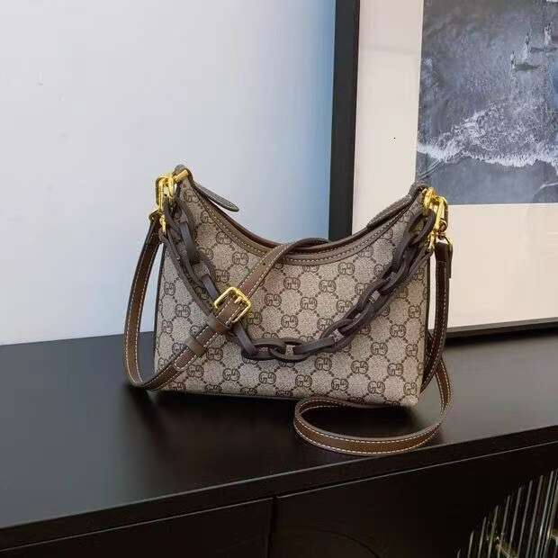 DHessentials Gutiko Crescent New Moon 2025 High-end Luxury Fashion Old Flower Single Shoulder Underarm Bag Trend