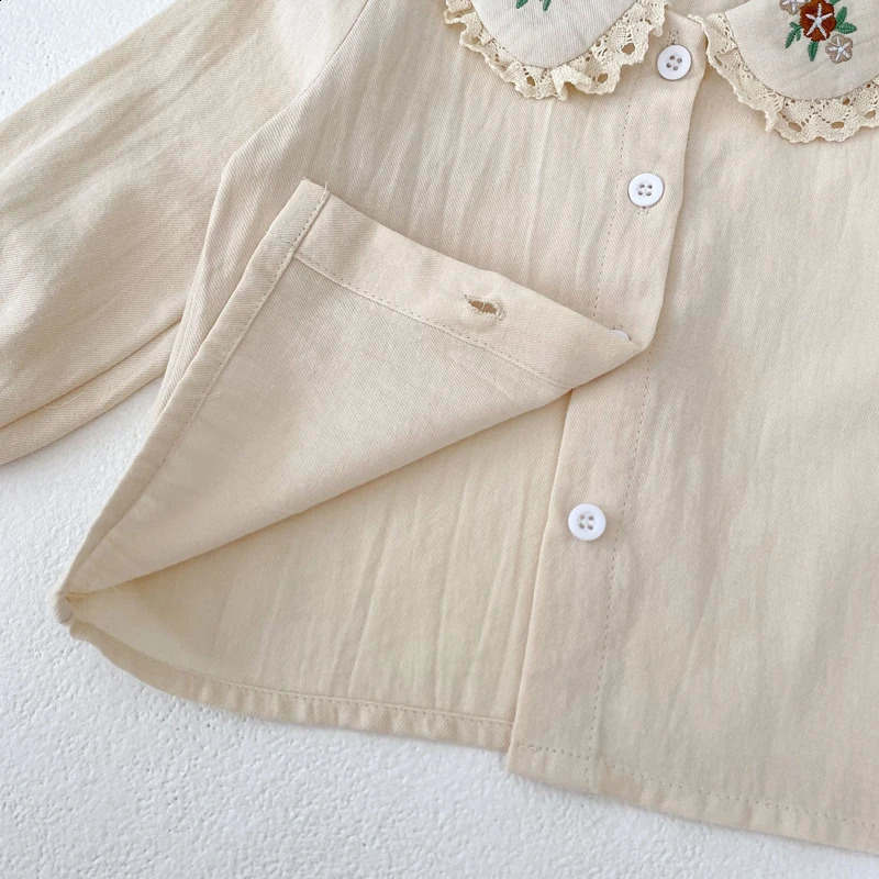 autumn baby clothing 07 year old female embroidered doll collar long sleeved shirt 250812