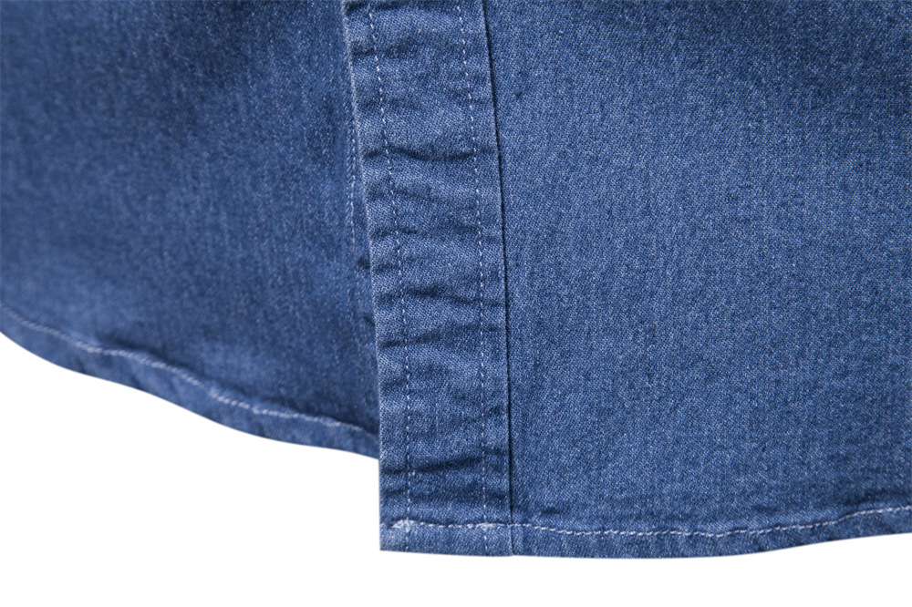 Designer men's denim shirt high-quality top no-iron shirt men's casual solid-color men's long-sleeved shirt European size: S-2XL