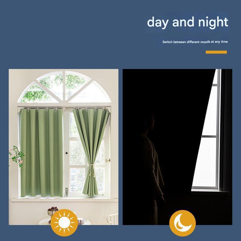 YL-36985 sunshade cloth new small block full color curtain rental room free punch telescopic rod blackout curtain bedroom