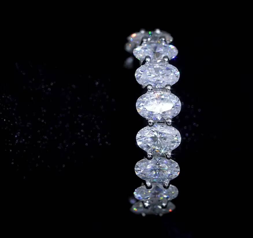 925 Sterling Silver Oval Shape with VVS Silicon Stone Hip Hop Ring Silicon Stone Jewelry Silicon Stone Iced Out Ring