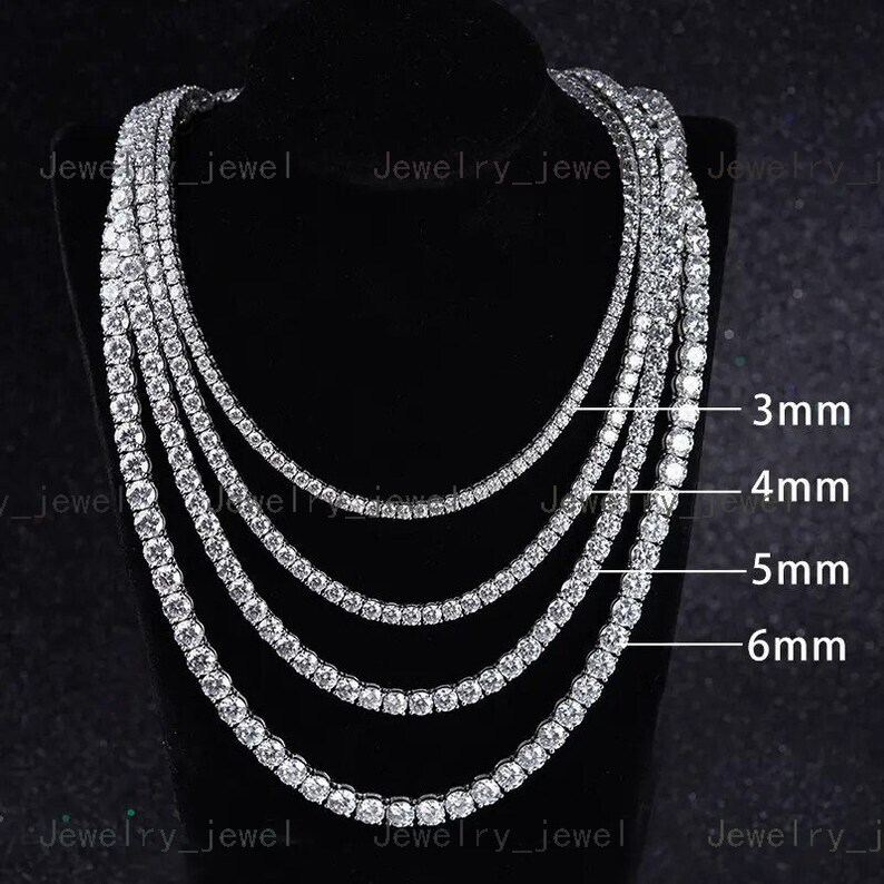 Customizable 4mm 5mm Iced Out VVS Moissanite Tennis Chain S925 Hiphop Moissanite Tennis Link Chain