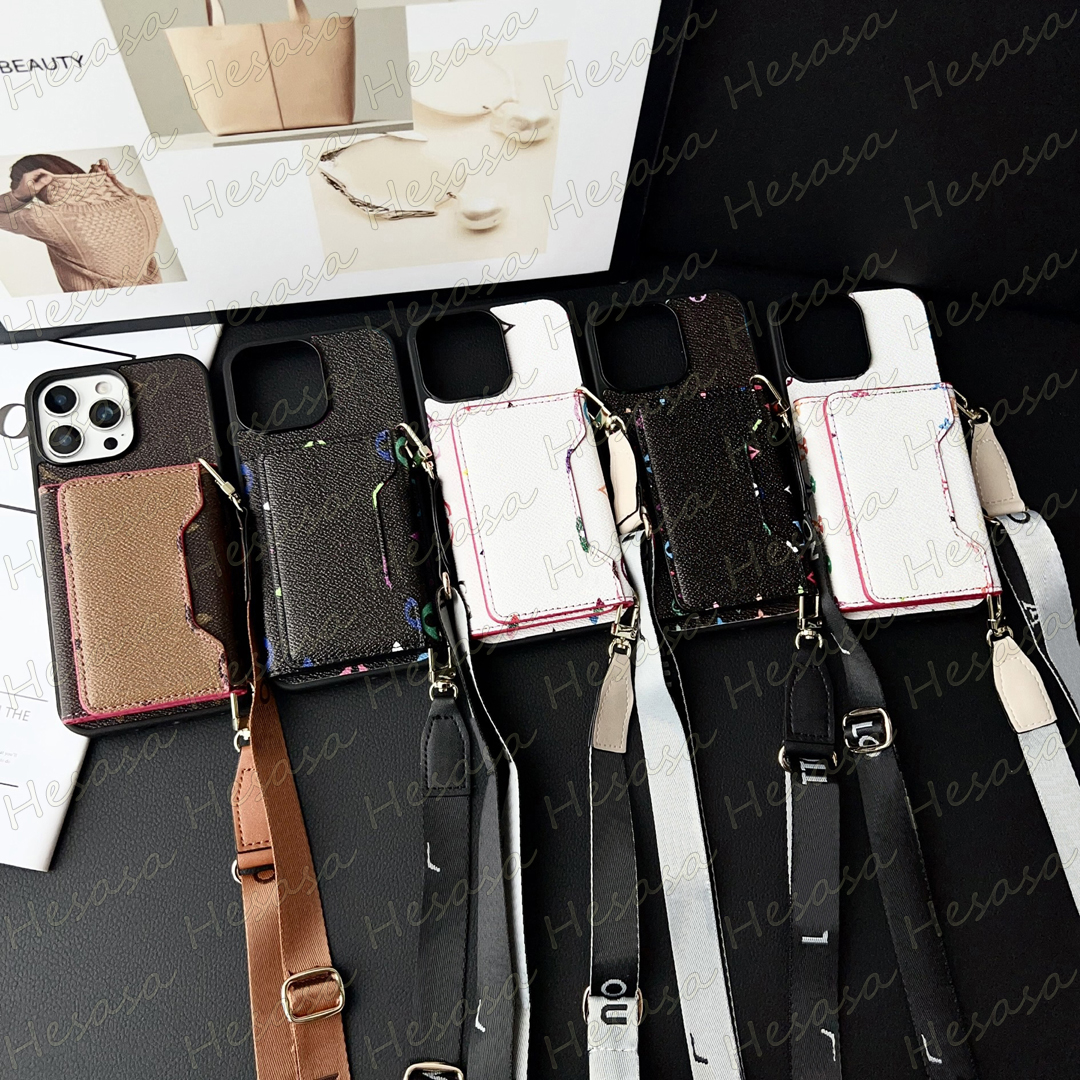Top Grade Designer Phone Case for iPhone 17 Air 16 15 14 Plus 13 12 11 Pro Max X Xs Xr 8 Leather Wallet Card Pocket Shoulder Cover Samsung S26 S25 S24 S23 S22 S21 S20 Ultra