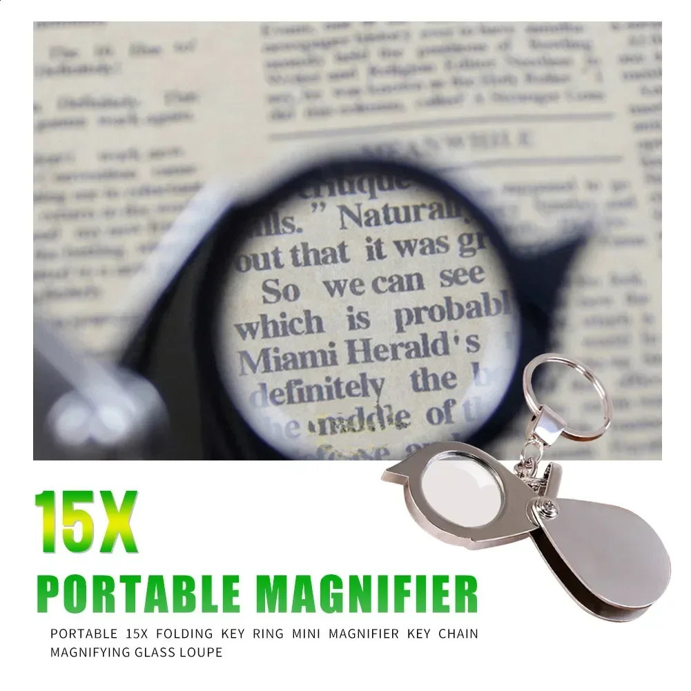 Portable 1015X Folding Key Ring Mini Magnifier Chain Magnifying Durable Glass Loupe Pocket Tool Holiday Gift 250804