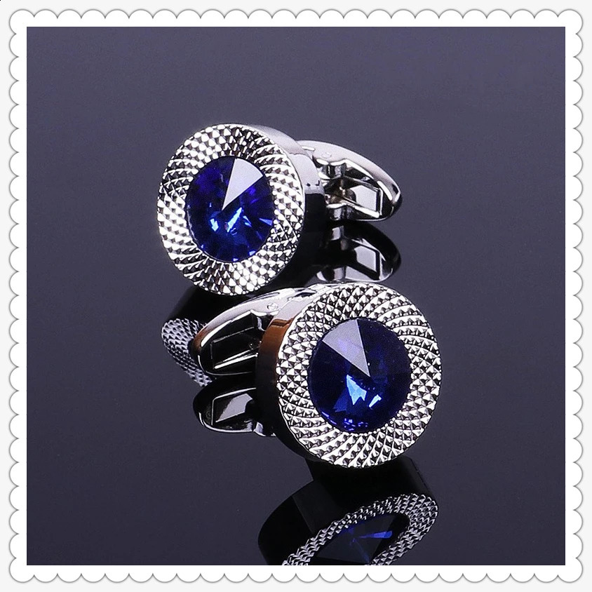 Blue Crystal Cone Cufflinks Men Lawyer Classic Prismatic Cuff Button High Quality Mens Shirt Taper Cuff Links 250812