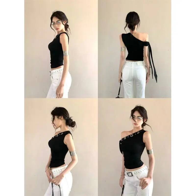 2025 Fashion High Street Off Shoulder Irregular Short sleeved T-shirt Harajuku Style Y K Spicy Girl trend Short sleeved T-shirt Aesthetic Designer Top