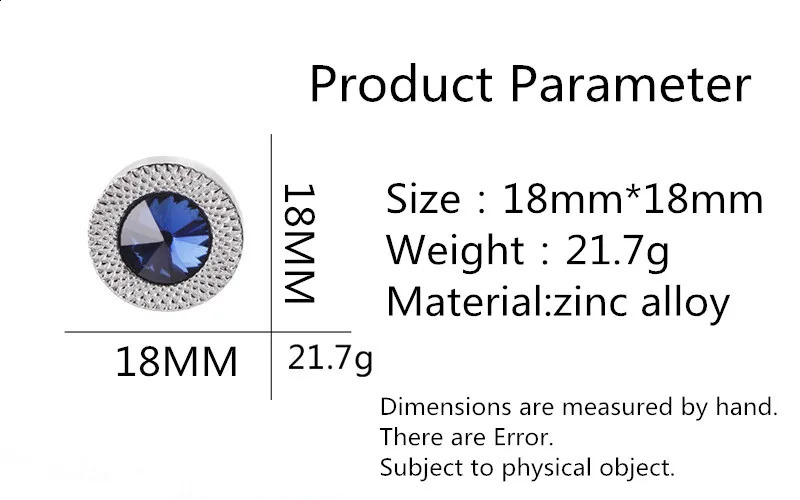 Blue Crystal Cone Cufflinks Men Lawyer Classic Prismatic Cuff Button High Quality Mens Shirt Taper Cuff Links 250812