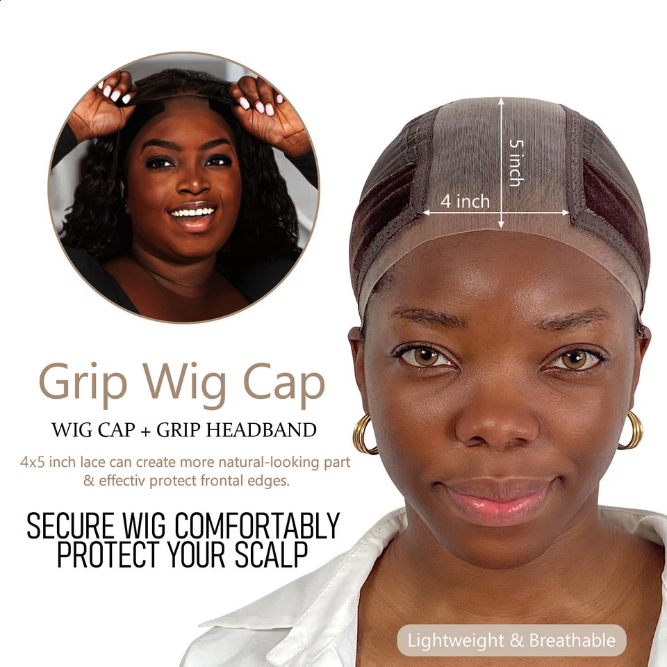 Wig Cap with Grip Band for Keeping Wigs in Place More Full Cap-wide Transparent Lace for Lace Front Wigs 250812
