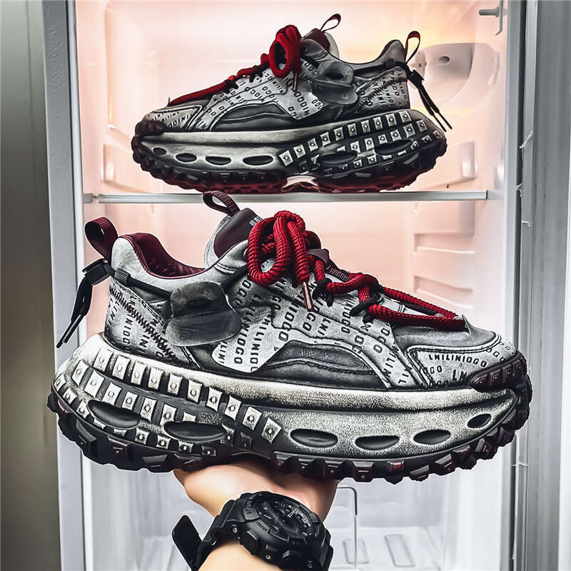 2025 Spring New Dad Men's Thick-Soled Height-Increasing Internet Celebrity Casual Sports Brand Color-Washed Trendy Shoes