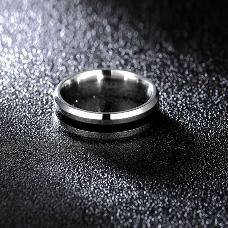 Stainless Steel Rings Classic Alliance Wedding Rings for Women Men in Black Silver Color Couple Jewelry Promise Band W250812