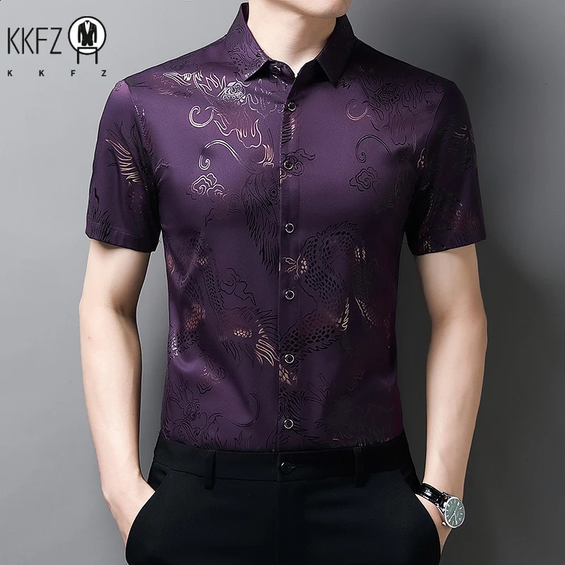 Mens Casual Printed Short Sleeved Lapel Shirt for Summer Fashion Comfort No Ironing Wrinkle Resistant Top 250808