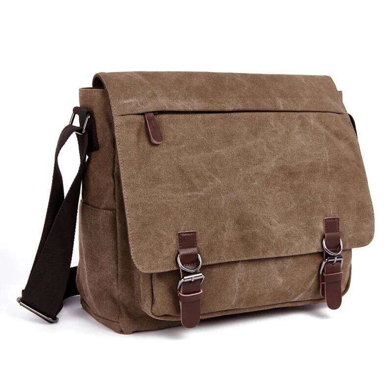 Messenger Bag Men Business Portable Shoulder Canvas Crossbody Pack Retro Casual Office Satchel Travel Bags Kit Vintage