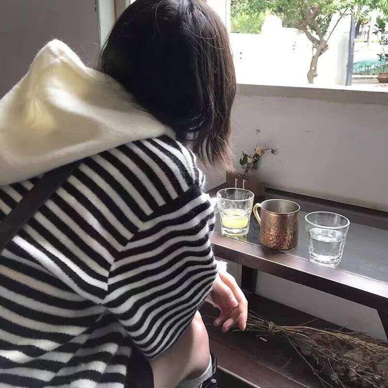 Hooded Striped Cashmere Knitwear Women Autumn And Winter Versatile Lazy Loose Sweater Large Size Pullover Wool Hoodie 250813