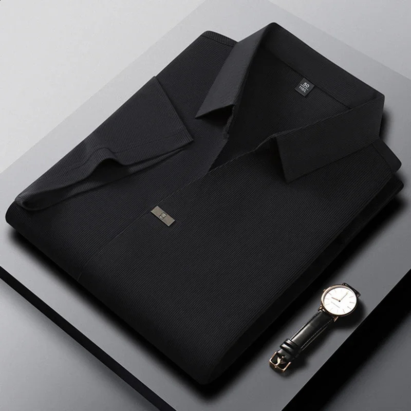 2025 Mens Casual and Fashionable Solid Color Short Sleeved Polo Shirt Comfortable and Versatile Summer T-shirt 250811