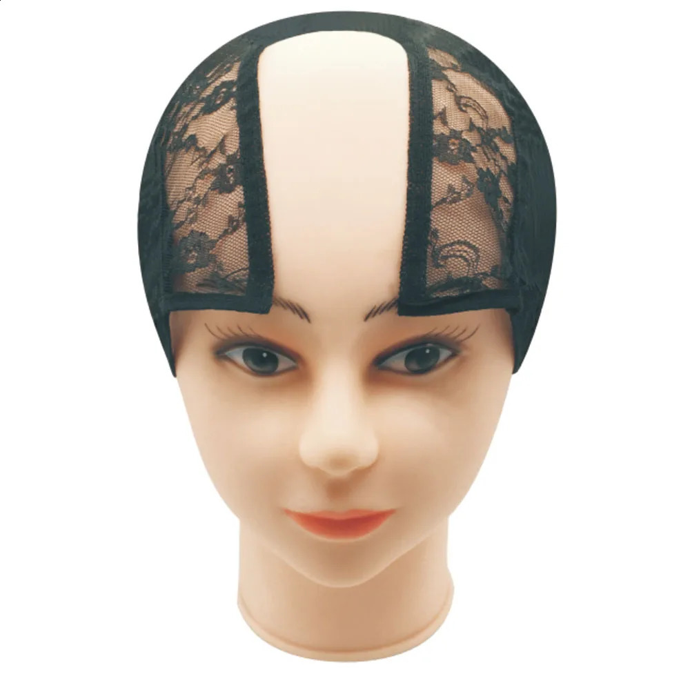 U Part Wig Cap Black Hairnet Wig Caps For Making Lace Wigs Weaving Cap With Adjustable Strap Wig Making Tools 250812