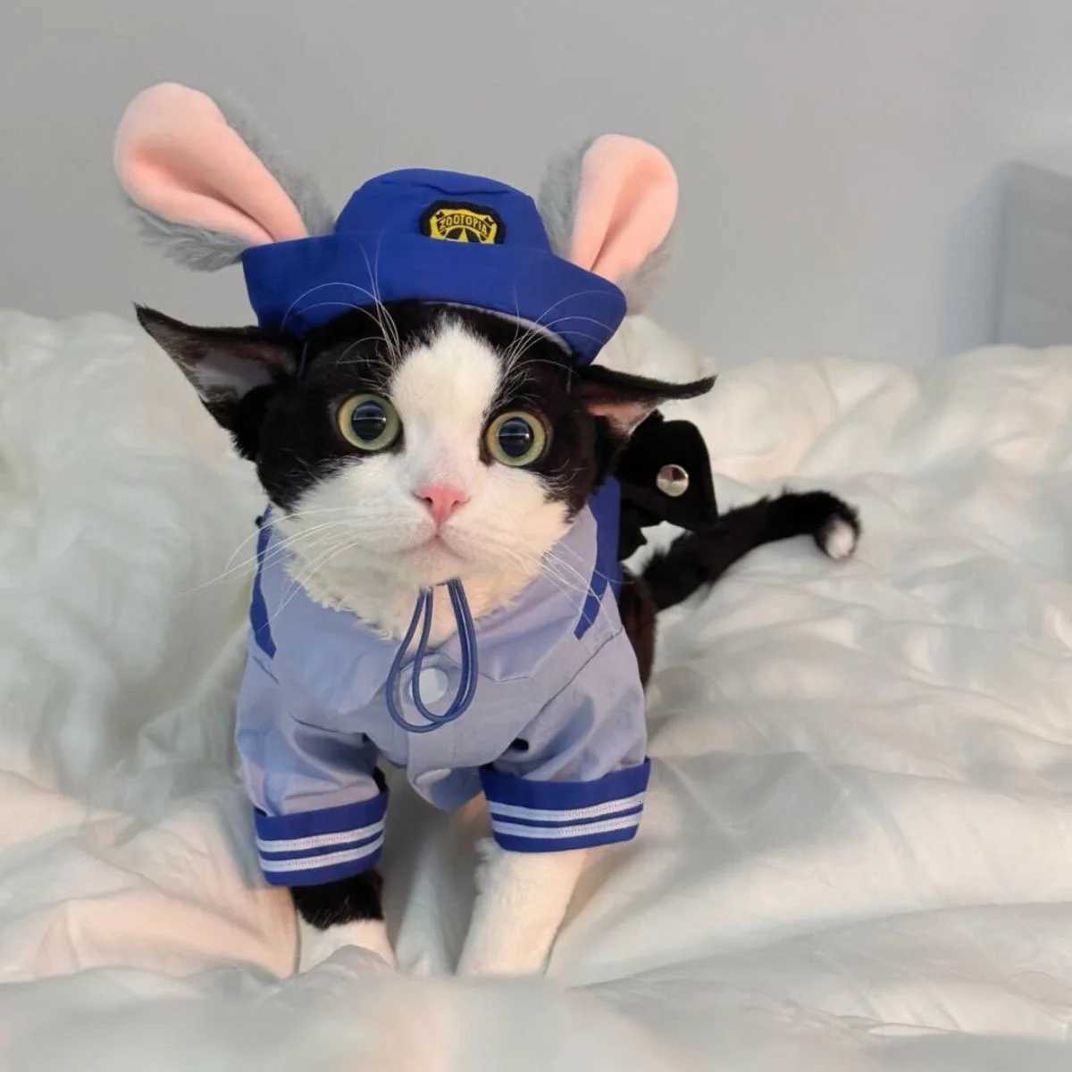 Dog Bunny Police Officer Costume Hat Sets Halloween Funny Cat Cosplay Pet Clothes Kawaii Rabbit Role Play Dog Cat SuppliesXJ250813