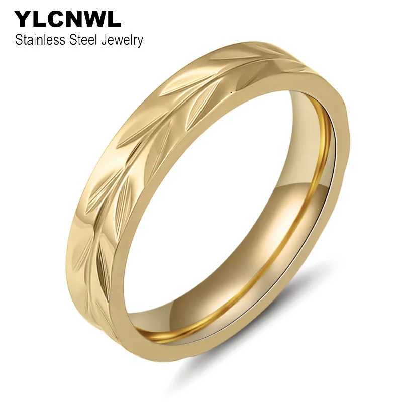 Simple Stainless Steel Finger Rings For Women Men Gold Silver Color Couple Round Fashion Jewelry Gift 4MM Size 6 7 8 9 10 11 W250812