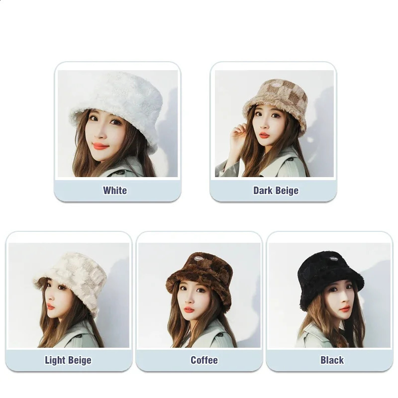 Fashion Checkboard Pattern Windproof Bucket Hat for Ladies in Autumn and Winter 250808