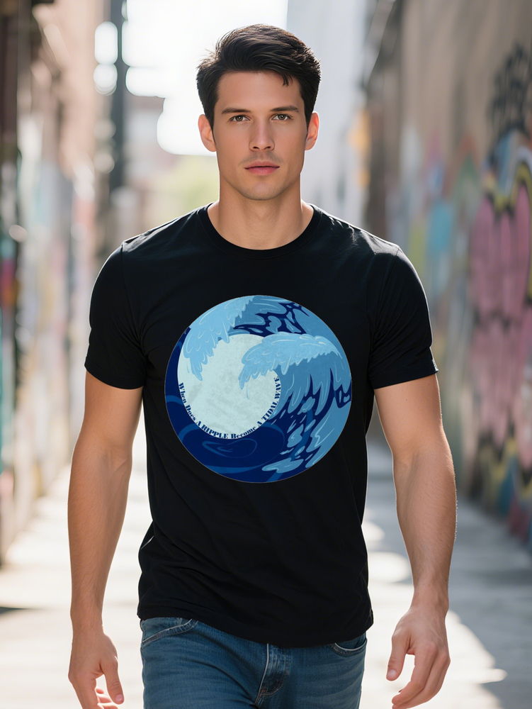 Men s Vintage Inspired Graphic Tee Black Short Sleeve with Unique Wave Sun Design Casual Round Neck Perfect eba95