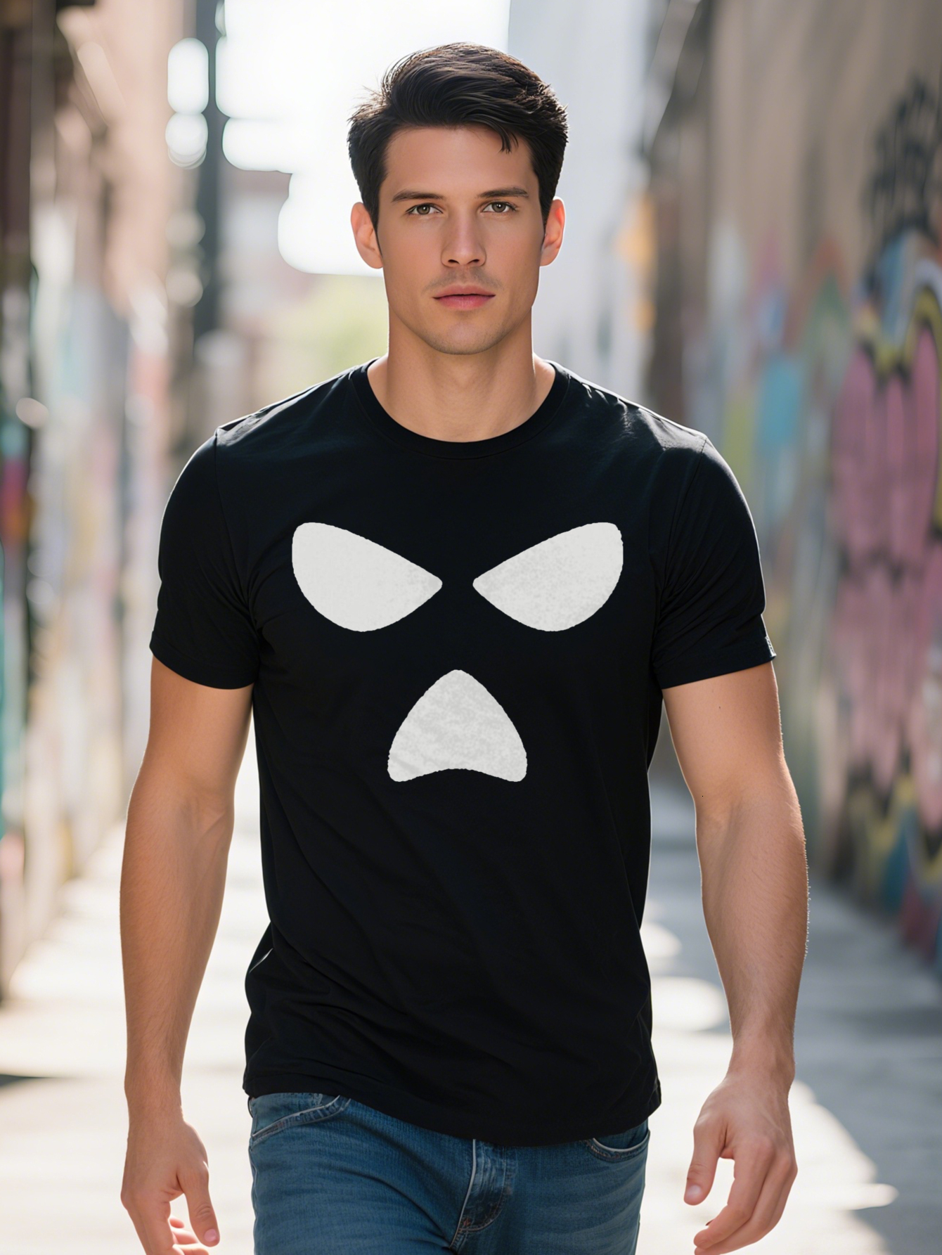 Men s Casual Crew Neck T Shirt Knit Fabric Regular Fit with Vintage Skull Graphic for Summer Tee 18c66