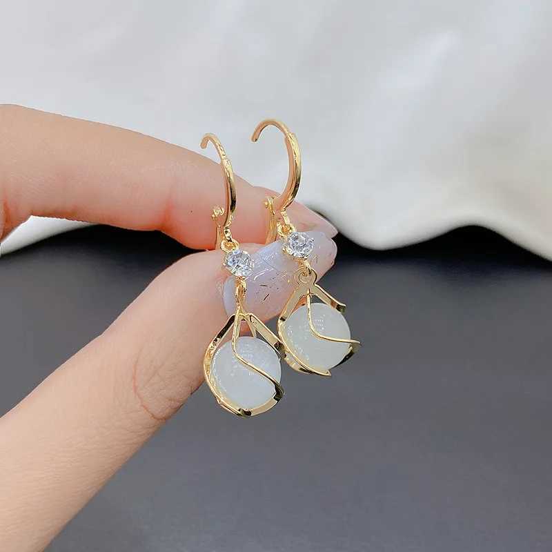 Korean Fashion Crystal Zircon Dangle Earrings for Women Sweet Opal Water Drop Geometric Earring Girl Birthday Party Jewelry Gift Y250812