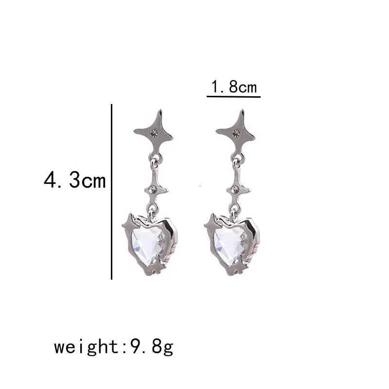 Gothic Starlight Heart Dangle Earrings for Women Romantic Colorful Zircon Irregular Star Opal Y2K Accessories Fashion Jewelry Y250812