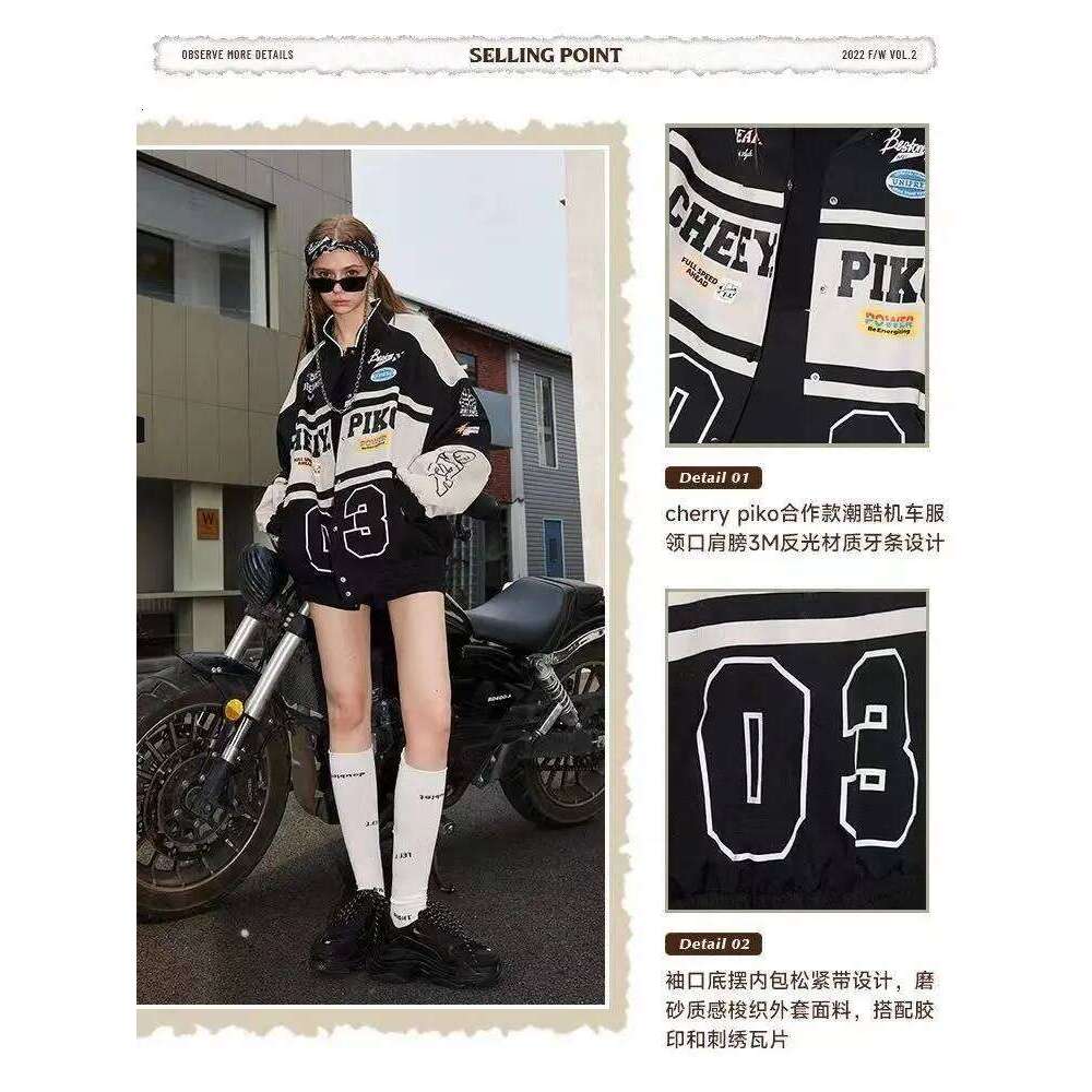 Bomber American Style Retro Letter Embroidery Motorcycle Baseball Jacket Racing Coats Hip Hop Street Clothes