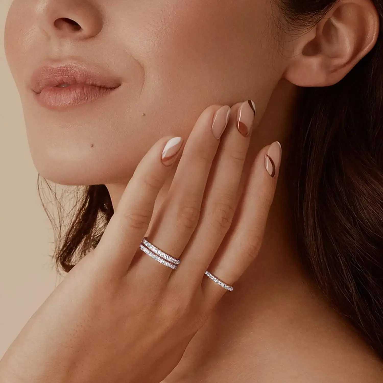 Fansilver Wedding Bands S925 Sterling Silver Ring Eternity Rings for Women with Shinny Cubic Zirconia for Wedding and Engagement W250812