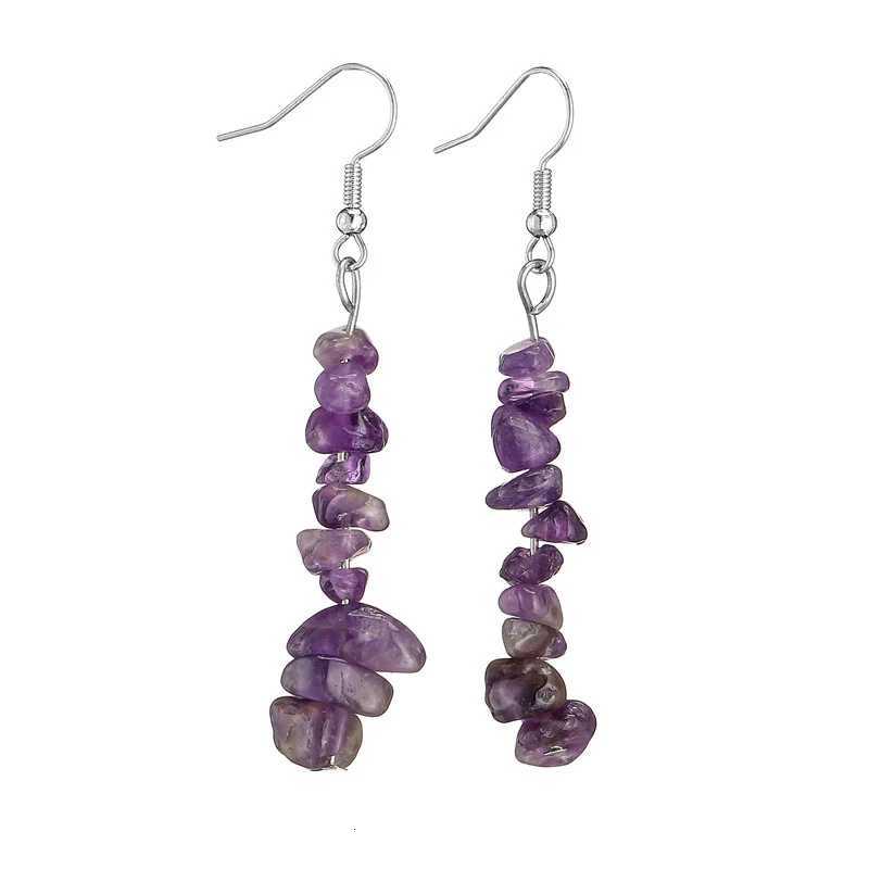 Natural Stone Beads Rose Quartz Amethyst Drop Earrings For Women Statement Dangle Earing Girls Jewelry Arete Party Gift Y250812
