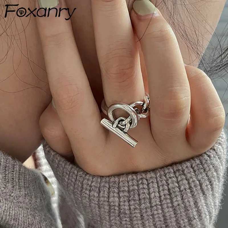 Foxanry Vintage Handmade OT Buckle Engagement Rings for Women Couples New Fashion Creative Geometric Handmade Party Jewelry Gift W250812