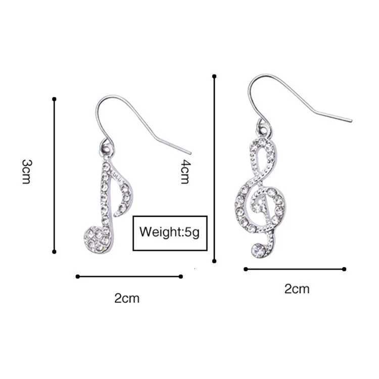 Asymmetric Personality Trendy Music Notes Ear Hook Crystal Silver Color Rhinestone Earring Women Accessory Lady Dangle Earrings Y250812