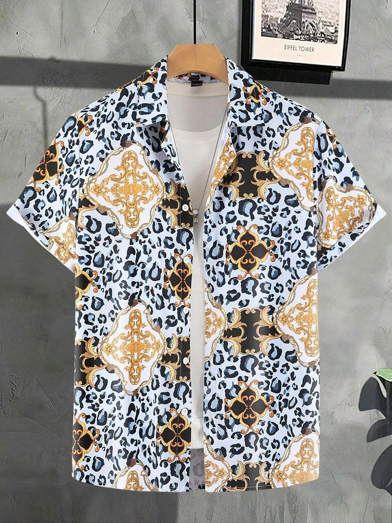 Men Women Casual Ethnic Style Printed shortsleeved Shirts Fashionable Personalized buttondown Tops 250808