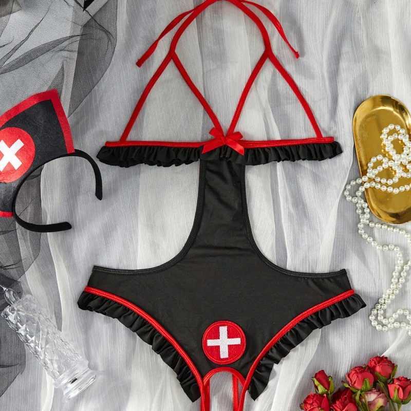 Sexy Cutout One Bikini-Piece Bra Role-Playing Costume Sexy Lingerie Suit WomenXJ250812