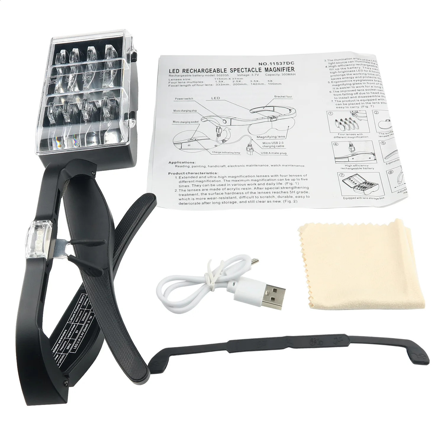 Magnifying Glasses Magnifier15X 25X 35X 50X USB Rechargeable With LED Light For Reading Jewelers Watchmaker Repair Wearing 250804