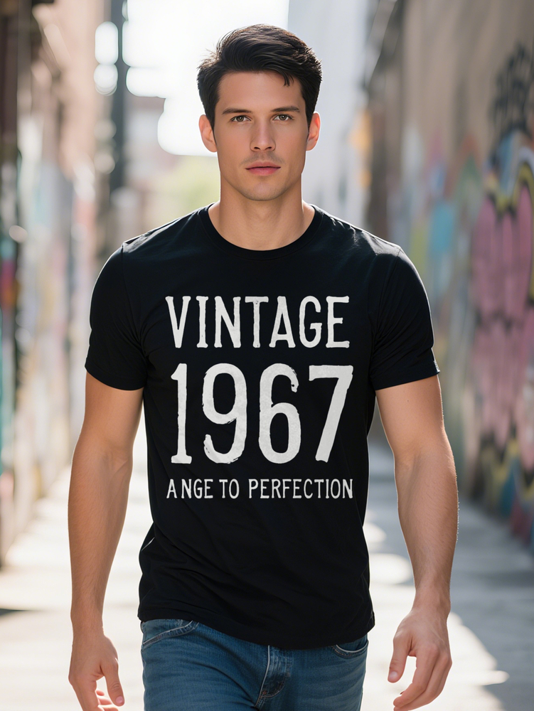 Funny Men's Graphic Tee Vintage Black Casual Summer Short Sleeve Shirt with Humorous Letter Print 1d554