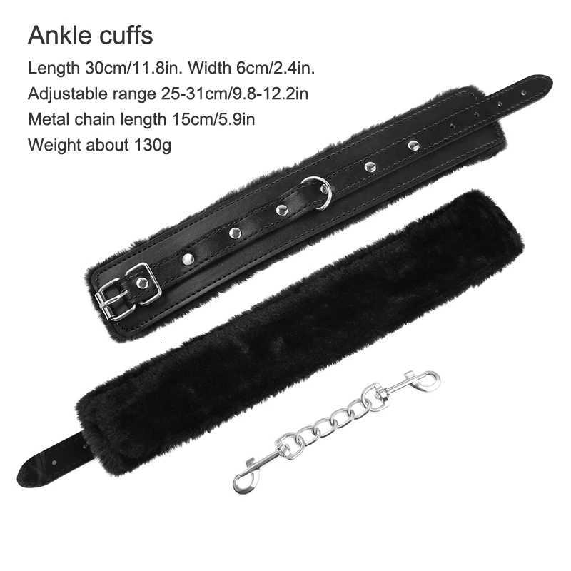 Leather BDSM Handcuffs Sexy Ankle Cuffs Adult Sex Toys for Women Couples Fluffy Handcuffs BDSM Slave Bondage Cuffs Sex Shop XJ250813
