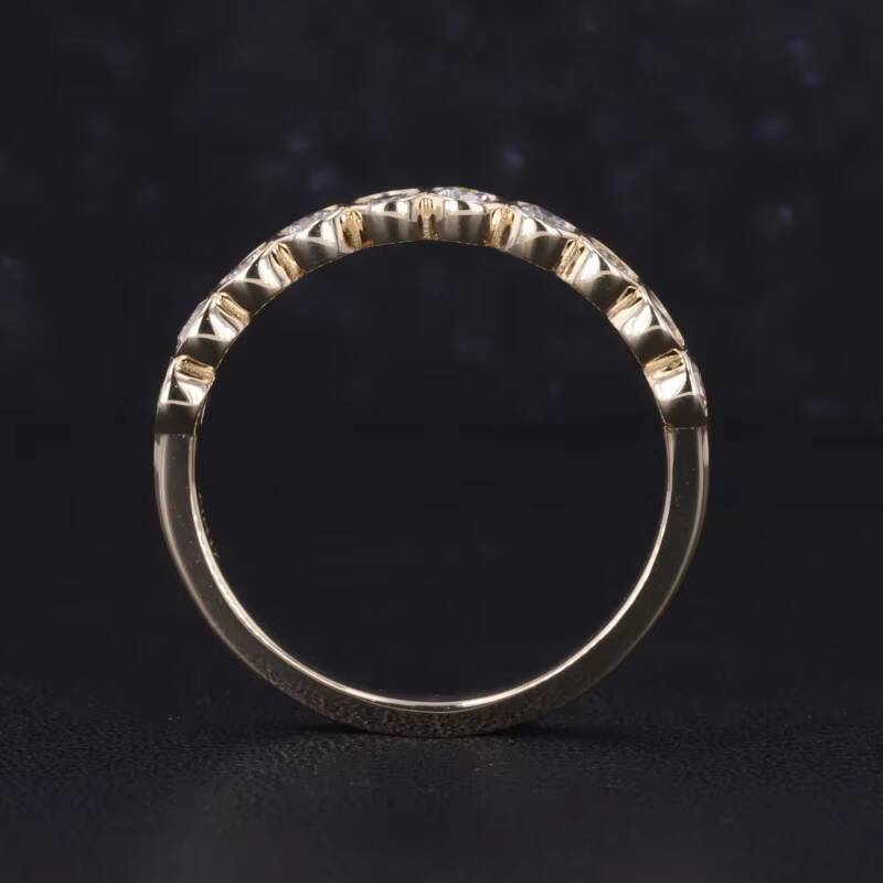 Starsgem Fine Jewelry Women 10K Yellow Gold Eternity Rings Wedding Gemstone Band Ring Round Cut Moissanite Ring